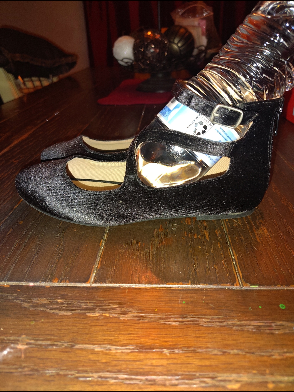Girl’s Sz. 4 Strappy Black Velvet Mary Jane Flats NWOT